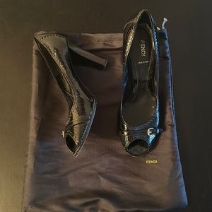 FENDI Black Open Toe Heel